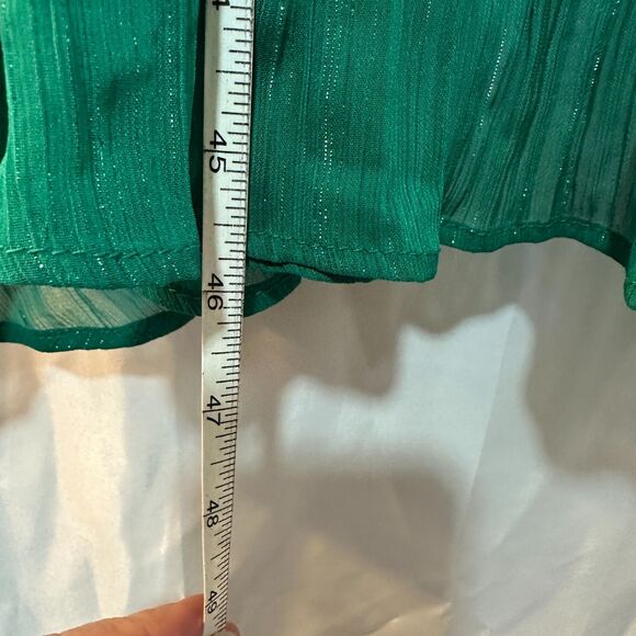 DKNY Green Dress Surplice Neck High Low Hem and 3/4 Length Sleeve Back Zip - Picture 6 of 8